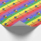 De Coloresを持つハンサムなオンドリ ラッピングペーパー (角)