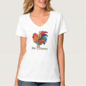 De Colores Roosterの女性のHanesのV首のTシャツ Tシャツ (正面)