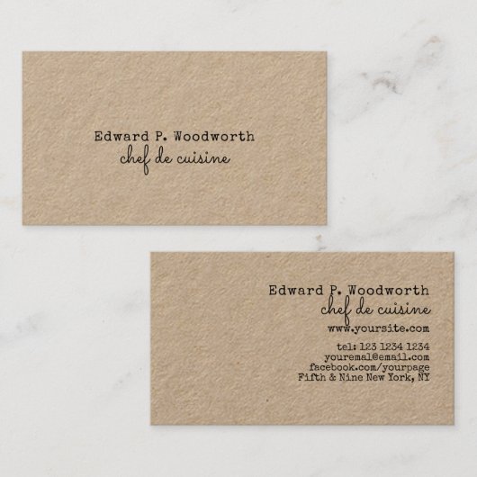 de Cuisine Rustic粋なMinimalist Chef 名刺 (正面/裏面)