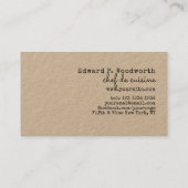 de Cuisine Rustic粋なMinimalist Chef 名刺 (裏面)