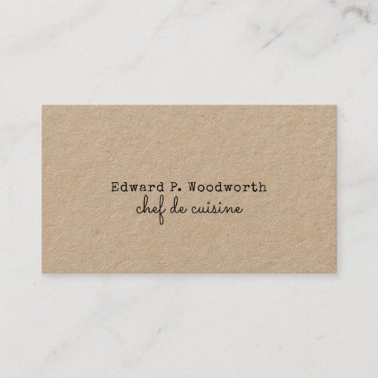 de Cuisine Rustic粋なMinimalist Chef 名刺 (正面)