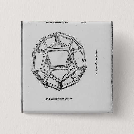 「De Divina Proportione'からのDodecahedron、 缶バッジ (正面)