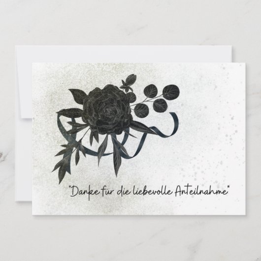 DE | Edle Trauer Danksagung Karte - Schwarze Rose (正面)