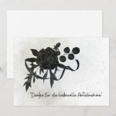 DE | Edle Trauer Danksagung Karte - Schwarze Rose (正面/裏面)