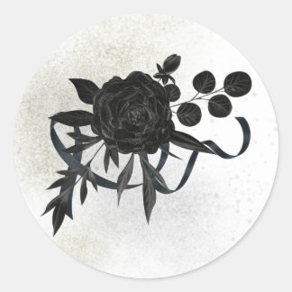 DE | Edles Trauersiegel - Schwarze Rose ラウンドシール