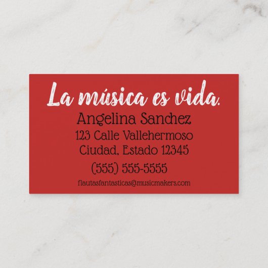 de Flauta Tutor 名刺 (裏面)