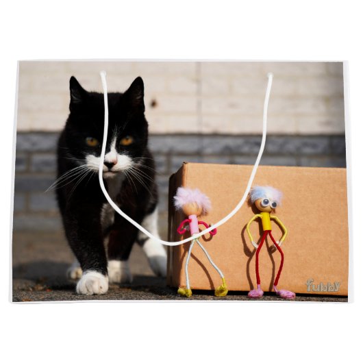 De Fubby's verstoppen zich voor de kat Ping. ラージペーパーバッグ (正面)