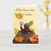 DE/GB Gefaltete Grußkarte Maulwurf im Herbst カード (黄色い花)