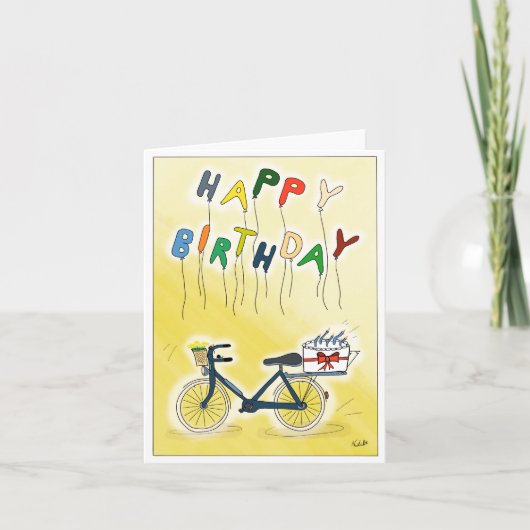 DE Glückwunschkarte Fahrrad mit Ballons カード (正面)