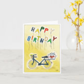 DE Glückwunschkarte Fahrrad mit Ballons カード (黄色い花)