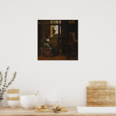 De Hooch – 女性読のA手紙1664 ポスター (キッチン)