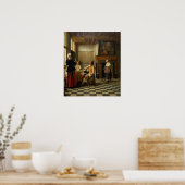 De Hooch – 男性2人と飲む女性1658 ポスター (キッチン)