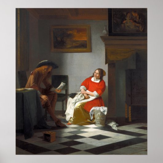 De Hooch – 男読の女性への手紙 ポスター (正面)