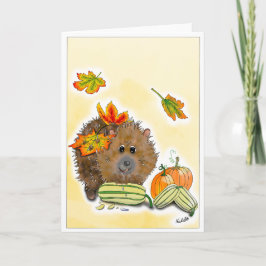 DE Kalppkarte Herbst Igel mit Kürbis カード