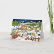 De kerstman ariveert in het kerstdorp