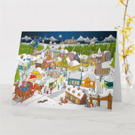De kerstman arriveert in het dorp  カード