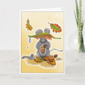 DE Klappkarte Herbst Maus mit Blätter カード (正面)