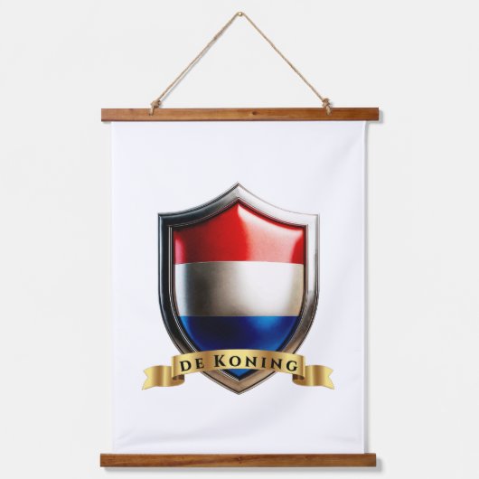 de Koning Netherlands Surname Shield 吊り下げ型タペストリー (正面)