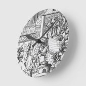 「De l'Institution deの木版画の後のミント、 ラウンド壁時計 (傾斜)