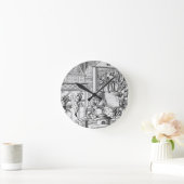 「De l'Institution deの木版画の後のミント、 ラウンド壁時計 (ホーム)