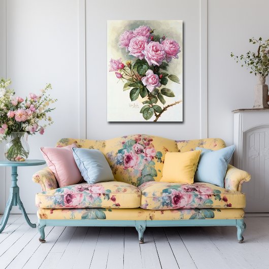 De Longpre Pink Roses Bumblebees 1899 ポスター