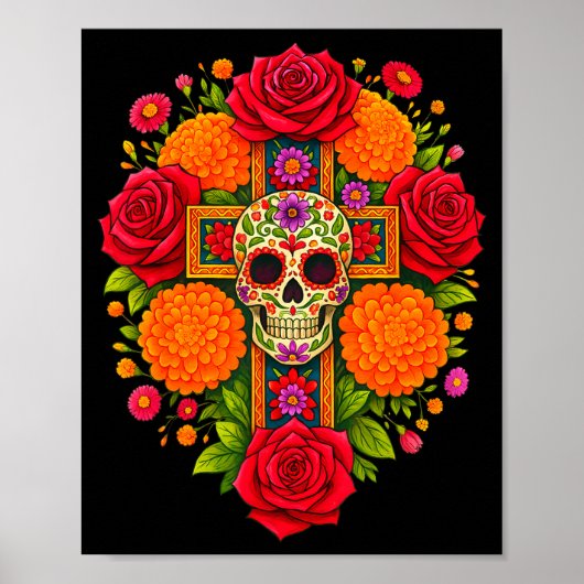 De Los Muertos Day Of The Dead Sugar Skull Christi ポスター (正面)