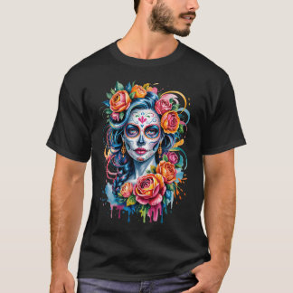 De Los Muertos La Catrina Day Of The Dead Sugar Sk Tシャツ