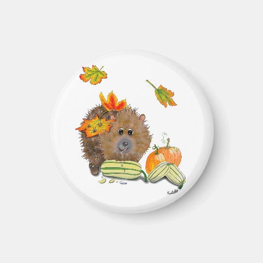 DE Magnet Herbst Igel mit Kürbis マグネット (正面)