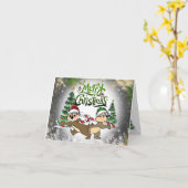 de Navidad con ardillas divertidas カード (黄色い花)