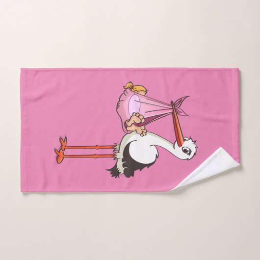 De ooievaar en het baby meisje ハンドタオル (ハンドタオル)