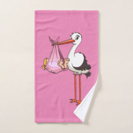 De ooievaar en het baby meisje ハンドタオル