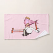 De ooievaar en het baby meisje handdoek ハンドタオル (ハンドタオル)