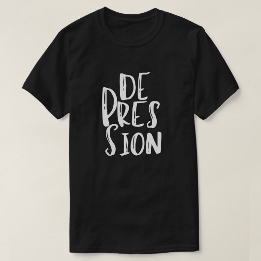 "De-Press-Sion"音節分割T字 – 黒ユニセックス Tシャツ (デザイン正面)