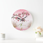 de primavera con rosas y flores ラージ壁時計 (ホーム)