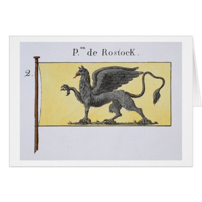 de Rostを表示するグリフィンの紋章が付いている海上旗 (正面横)