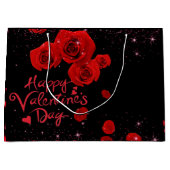 de  San Valentín con rosas rojas ラージペーパーバッグ (正面)