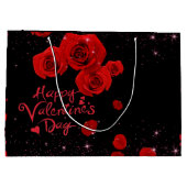 de  San Valentín con rosas rojas ラージペーパーバッグ (裏面)