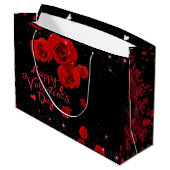 de  San Valentín con rosas rojas ラージペーパーバッグ (裏面アングル)