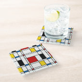 De Stijl Pattern ガラスコースター (アングル)