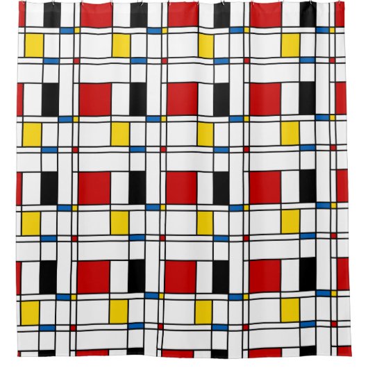 De Stijl Pattern シャワーカーテン (正面)
