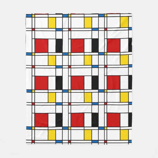De Stijl Pattern フリースブランケット (正面)