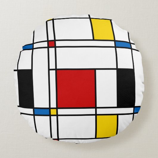 De Stijl Pattern ラウンドクッション (正面)