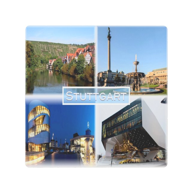 DE Stuttgart – リバーネッカー – シュロスプラッツ –  メタルプリント (正面)