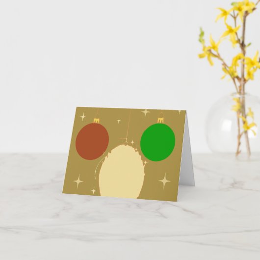 de Voeux Dorée Boules de Noël Chic カード (黄色い花)