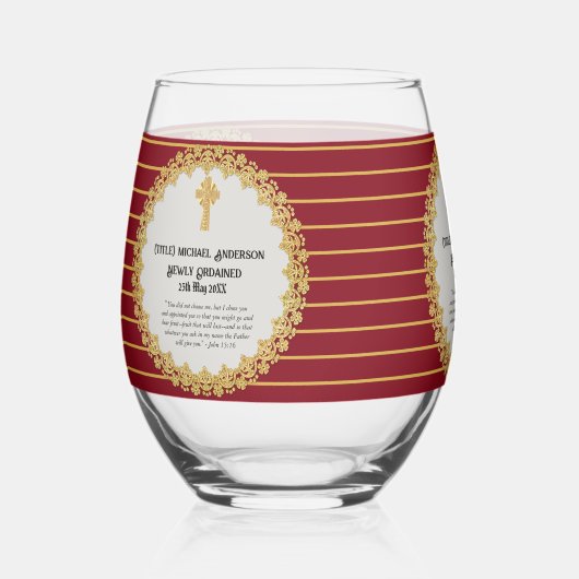 DEACON新出聖句ギフト記念 ステムなしワイングラス (正面)