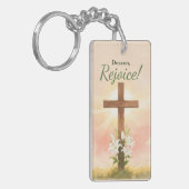 Deacon Easter Rejoice Cross and Lilies キーホルダー (正面左)