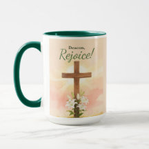 Deacon Easter Rejoice Cross and Lilies