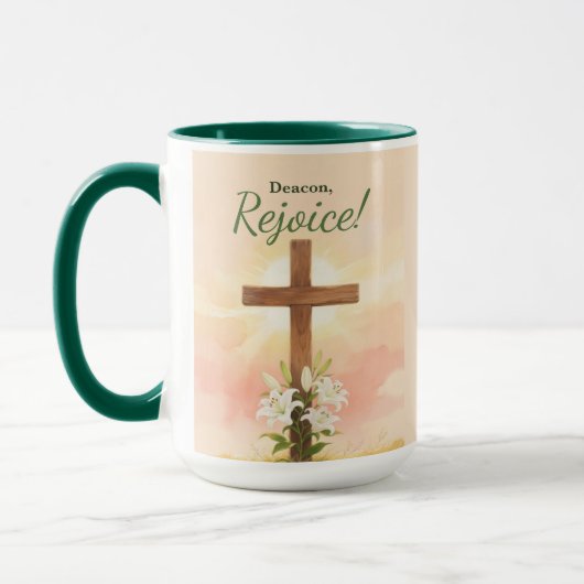 Deacon Easter Rejoice Cross and Lilies マグカップ (左)