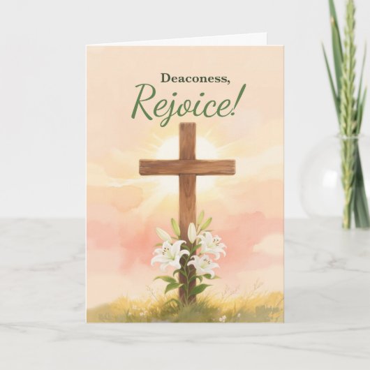 Deaconess Easter Rejoice Cross and Lilies カード (正面)
