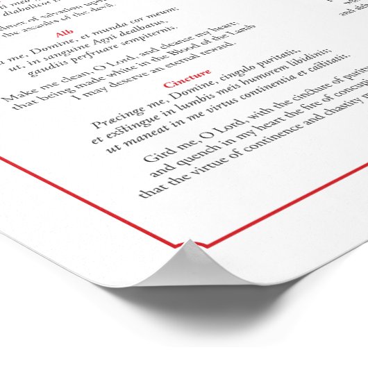 Deaconsの祈りの言葉をラテン語と英語で投票する ポスター (角)